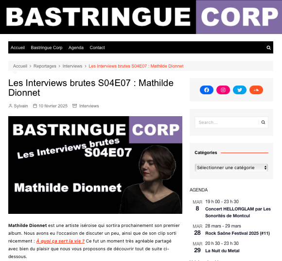 Interview Bastringue Corp Mathilde Dionnet Fev 2025